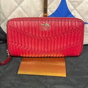 Coach Quilted Red Wallet